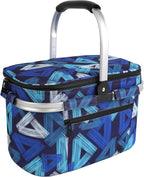 ALLCAMP Insulated Cooler Bag Portable Collapsible Picnic Basket Cooler with Sewn in Frame (Medium Triangle Pattern)