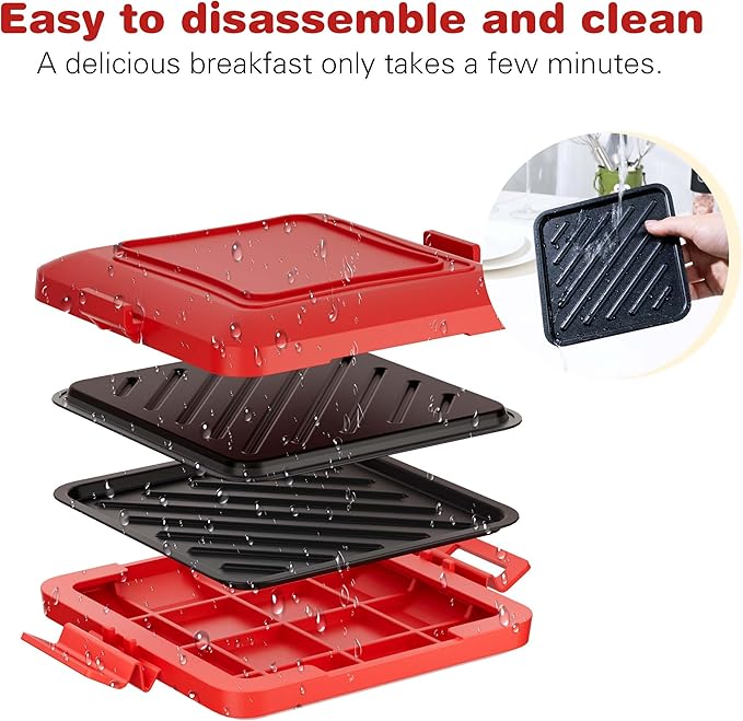 RED Microwave Toastie Sandwich Maker with Butter Knife, Microwave Toaster, Sandwich Maker, Panini Maker, Dishwasher Safe,NO Electricity,Wireless,Time Saving,Fast,Toastie Safe in Microwave Oven