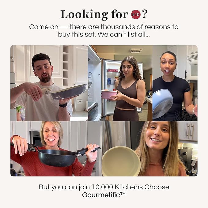 GOURMETIFIC® Pots and Pans Cookware Set [11 PIECES] - Non Toxic Ceramic Coated Cooking Ware - Induction, Gas & Oven Kitchenware - Non Stick Pot & Pan with Removable Handles & Stackable (Mint Green)