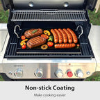 Utheer 25" x 16" Ceramic Nonstick Stainless Steel Griddle for Gas Grill, Charcoal, Large Stove Top Griddle, Non-Toxic, PFAS/PFOA/PTFE Free, Oven Up to 500°F, for BBQ, Camping & Kitchen, Black