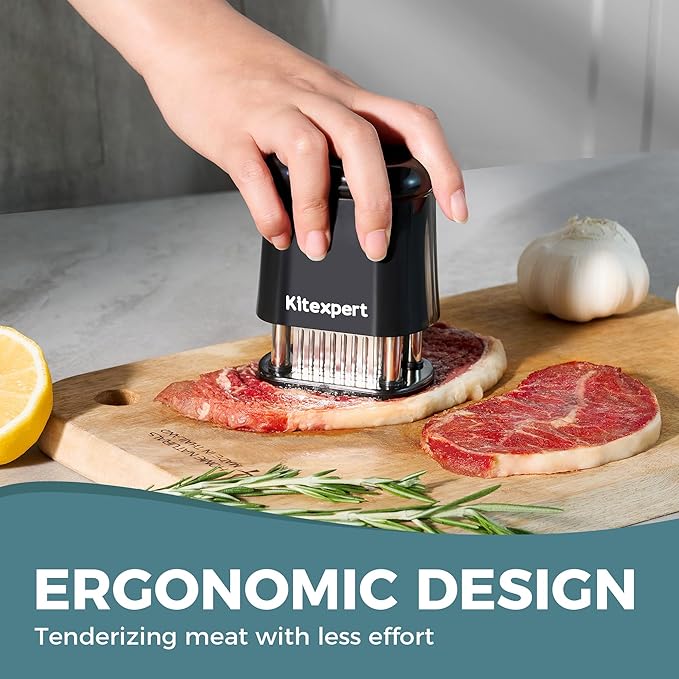 KITEXPERT Meat Tenderizer Tool with 56 Stainless Steel Ultra Sharp Needle Blade, Durable Meat Tenderizer with Safety Lock, Chicken Tenderizer for Beef, Steak, Meat Tenderizer Machine