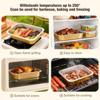 Aluminum Foil Pans,Heavy Duty Aluminum Pans, Disposable Aluminum Pans,Gold Foil Pans, Deep Container for Heating, Baking, Cooking, BBQs, Parties,Storing,Catering (2200ml/74.4oz 5 Pack)