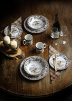 Spode Woodland Canadian Goose Salad Plate - 8" Fine Earthenware with British Flowers Border for Appetizers, Salads, Desserts - Microwave, Oven, Freezer, Dishwasher Safe, Made in England