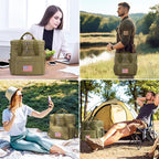 Maelstrom Tactical Lunch Box for Men, 23L Insulated Lunch Bag, Expandable Double Deck Cooler Bag, Lightweight Leakproof Tote Bag With Side Tissue Pocket, Suit For Men and Women, Khaki