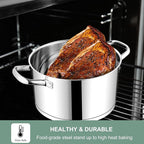 E-far Stainless Steel Stockpot, 5 Quart Pot with Glass Lid for Soup Pasta, Induction Nontoxic Cooking Pot for All Stoves, Thick Tri-Ply Bottom & Double Riveted Handle, Oven & Dishwasher Safe