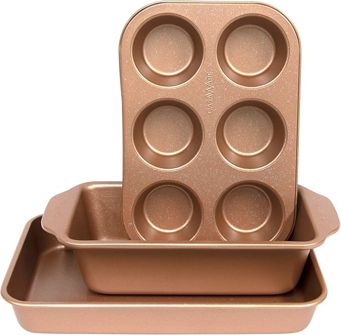 casaWare Toaster Oven 3-Piece Set (Rose Gold Granite)