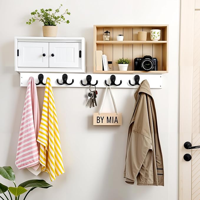 Coat Hooks Wall Hooks for Hanging - 25 Pack Black Double Prong Hook Wall Mounted - Great for Living Room, Bedroom, Entryway, Closet for Coat, Bag, Towel, Hat, Key, Cup, Heavy-Duty, Easy to Install