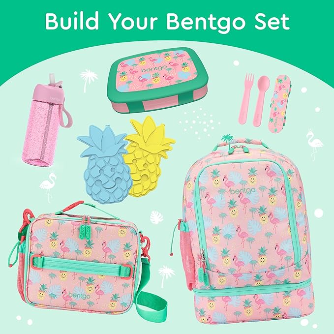 Bentgo Kids Prints Leak-Proof, 5-Compartment Bento-Style Kids Lunch Box - Ideal Portion Sizes for Ages 3-7, Durable, Drop-Proof, Dishwasher Safe, & PFAS & BPA-Free Materials (Tropical)