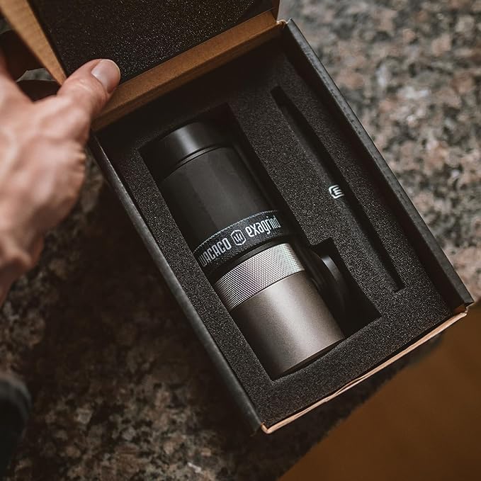 WACACO Exagrind, Manual Coffee Grinder, Stainless Steel Conical Burr, High Precision Adjustable Coffee Bean Grinder with Hand Crank, Handheld Portable Grinder for Espresso, Pour-over, Camping, Travel