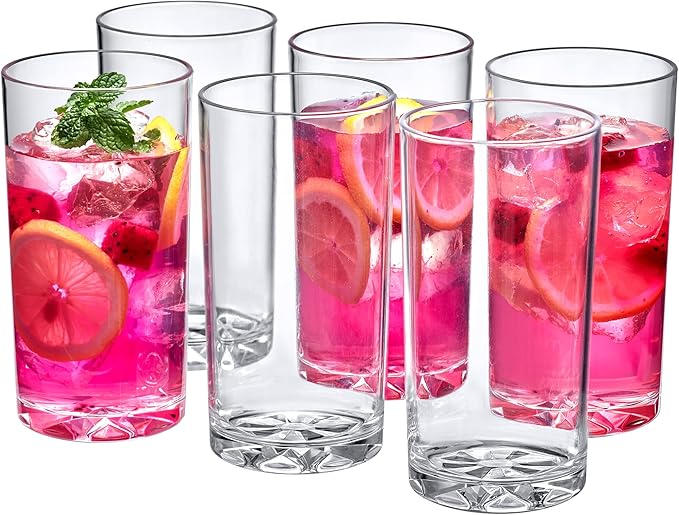 Amazing Abby - Liberty - 16-Ounce Plastic Tumblers (Set of 6), Drinking Glasses, Reusable Cups, BPA-Free, Shatter-Proof, Dishwasher-Safe (Made of Plastic, NOT Glass)