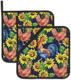 Rooster Farm Animals Pot Holders Set of 2, Kitchen Heat Resistant Hen Potholder for Microwave Cooking Baking Oven End Dishes and BBQ
