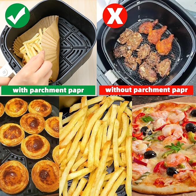 Air Fryer Liners Disposable,200PCS Victoyaw 9 Inch Round Air Fryer Parchment Paper Liners for 5-8QT Air fryer,Easy to Clean Non-Stick Waterproof Airfryer Paper Liner