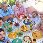 Wheat Straw Dinnerware Sets for 8, Osonm 32PCS Unbreakable Reusable Plastic Dinner Plates Dessert Plates Bowls Cups Set, Dishwasher Microwave Safe Dishes Set for Camping RV Kitchen Dorm (Multicolor)