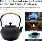 YJX 25.4oz Magnetic Glass Teapot Set with 40.6oz Cast Iron Tea Kettle for Stovetop, Small Enchanted Brewing Tea Pot, Witchcraft Magic Borosilicate Tea Set with Strainer for Loose Leaf