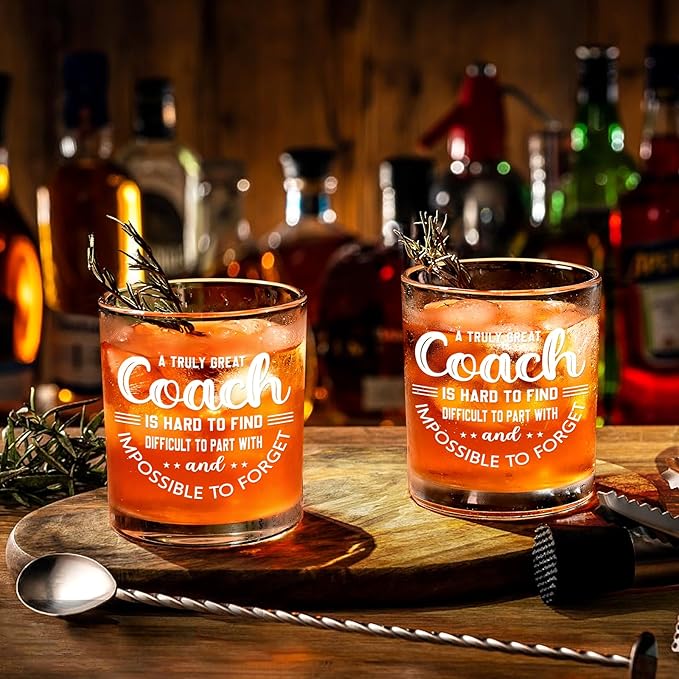 Futtumy Great Coach Whiskey Glass, Coach Gifts for Men, Basketball Coach Gifts, Baseball Soccer Softball Volleyball Gift for Graduation Competition Christmas Birthday