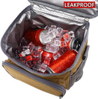 FlowFly Insulated Reusable Lunch Bag Adult Large Lunch Box for Women and Men with Adjustable Shoulder Strap,Front Zipper Pocket and Dual Large Mesh Side Pockets,Brown