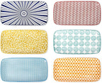 Selamica Ceramic Serving Platters, 12 Inch Serving Trays for Party Entertaining, Large Rectangular Serving Plates, Set of 6, Assorted Colors