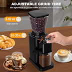 Conical Burr Espresso Coffee Grinder Electric, Coffee Bean Grinder for Home Use Upgraded 48 Grind Settings, 35s Precision Timer, Anti-Static for Pour Over/Drip/French Press, Stainless Steel Black