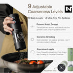 Electric Salt and Pepper Grinder Set USB-C Rechargeable, Dual-Speed Automatic Salt and Pepper Mills with Adjustable Grind Levels, Ceramic Burr, LED Light, Refillable, (Sage Green)