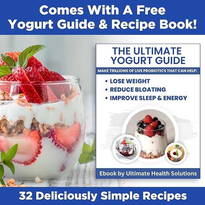 Ultimate Probiotic Yogurt Maker Bundle - Comes with the Ultimate Yogurt Strainer & 8 Extra Jars - Make Trillions of Live Probiotics from Home & Make Greek Yogurt