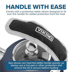 Viking 3-Ply Stainless Steel Tea Kettle, 2.6 Quart Stovetop Hot Water Pot with Tempered Glass Lid, Ergonomic Handle, Induction Ready, Slate and Blue