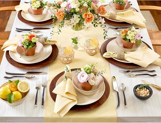 Solino Home Linen Golden Straw Table Runner 144 Inches Long - 100% Pure Linen Extra Long Table Runner 14 x 144 Inch for Summer, Fall, Autumn - Fete