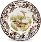 Spode Woodland Wood Duck Salad Plate - Wildlife Design with British Flowers Border, Holiday Dinnerware for Salad, Dessert or Appetizers, 8" Fine Porcelain - Dishwasher, Microwave, Freezer & Oven Safe