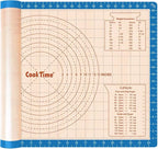 Silicone Pastry Baking Mat Non Stick-Large Rolling Dough with Measurements-Non Slip Pizza,Fondant,Pie,Cake Baking Mat - 26 x 16 Inch By Cook Time(Blue)