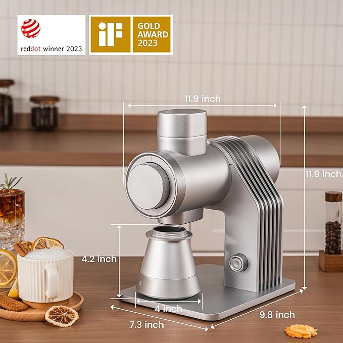 Gevi VelPro 400 Single Dose Espresso Grinder with Variable Speed, Stepless Adjustment, 64mm Titanium Flat Burr & Single Dosing Cup, Coffee Bean Grinder for Drip, French Press & Cold Brew-Silver