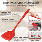 Silicone Cooking Utensils Set, Onader Red Kitchen Utensils 6 Pcs Set, Heat Resistant Kitchen Tool Kit, Nonstick Cookware Friendly & Non Toxic