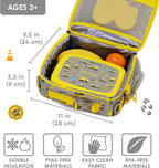 Bentgo Kids Lunch Bag - Durable, Double-Insulated Lunch Bag for Kids 3+; Holds Lunch Box, Water Bottle, & Snacks; Easy-Clean Water-Resistant Fabric & Multiple Zippered Pockets (Construction Trucks)