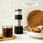 Cafe Crush Club Cold Brew Coffee Maker | Fire Toughened Borosilicate Glass | 304 Stainless Steel Infuser | 1000ml / 34 oz | Cold Brew Iced Coffee Pitcher