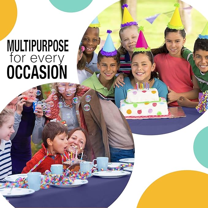 Exquisite Party Solids 54 Inch X 300 Feet Navy Plastic Table Cover Roll in A Cut - to - Size Box with Convenient Slide Cutter. Cuts Up to 36 Rectangle 8 Feet Plastic Disposable Tablecloths