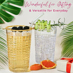 Kate Aspen Clear Plaid Acrylic Glasses Drinkware, Plastic Drinking Glasses Set of 8, 22 oz, Tumblers & Water Glasses Dishwasher Safe, BPA-Free Plastic Cups Reusable for Kithchen, Outdoor, Patio