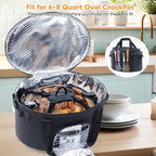 CrockPot & Hamilton Beach Slow Cooker Carrying Bag - 6-8 Quart, Portable Travel Bag with Lid Fastener, See-through Window