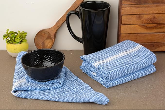 LANE LINEN Kitchen Towels Set - 100% Pure Cotton Dish Towels for Kitchen, Super Absorbent Kitchen Hand Towel, Tea Towels, Soft & Durable Dish Cloths, Pack of 6 – 14”x25”, Indigo