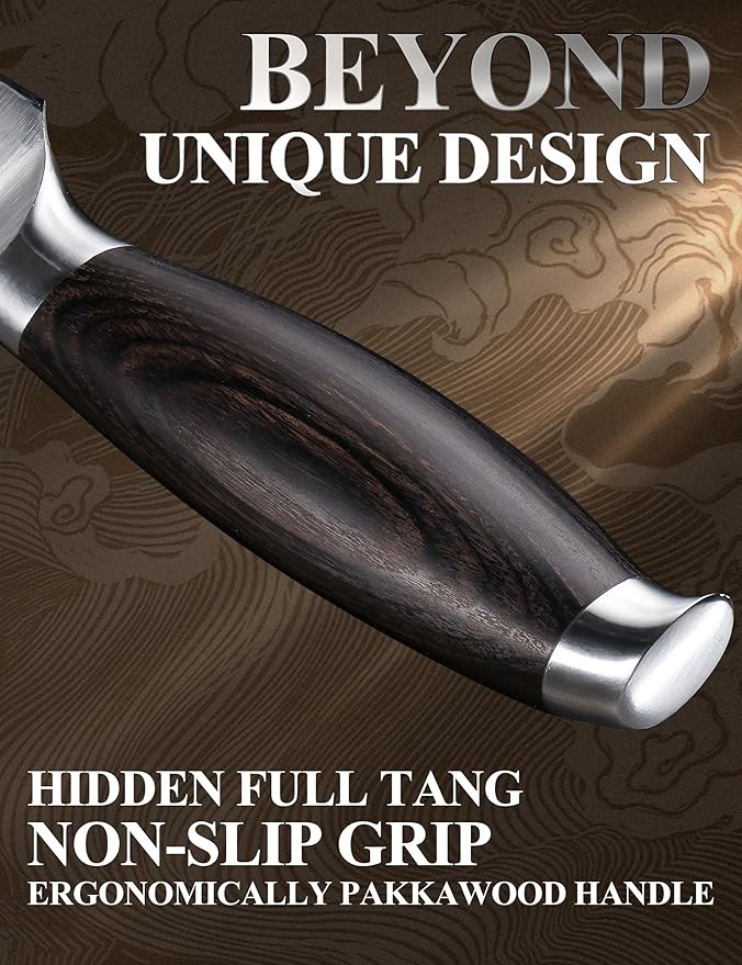 WILDMOK Meat Cleaver Knife 7.8 Inch, Ultra Sharp Chinese Chef's Knives - Kitchen Chopping Knife, German Steel & Ergonomic Handle for Meat Cutting Vegetable Slicing