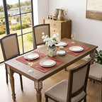 Romanstile Cloth Placemats Set of 8-12 x 18 Inch, Heat Resistant Double Layered Thickened Burlap Fall Place Mats, Washable Faux Linen Farmhouse Table Mats for Kitchen/Dining/Party/Outdoor, Orange