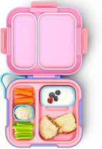 ZOKU - Bento Box with Ice Pack, Lunch Box for Kids, Easy to Carry and Clean, Freezer Pack Keeps Food Fresh, Fits Any Snack or Meal, Leakproof (Neat Bento) (Pink)