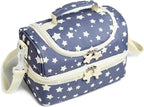 Kids Dual Compartment Lunch Bags Tote for Boys Girls Toddler Lunch Boxes Pre-School Toddler Kindergarten Picnic Camp Food Cooler Thermal with Strap (Yellow Star)