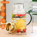 2 Liter (68oz) Glass Pitcher with Lid and Spout, Heavy Duty Water Jug with Handle Borosilicate Heat Resistant Carafe for Hot/Cold Drinks -for Iced Tea, Coffee, Lemonade, Infused Water