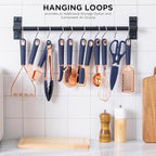 COOK WITH COLOR Kitchen Gadget Set Copper Plated Stainless Steel Utensils with Soft Touch Handles, Copper Navy, 10 Pieces