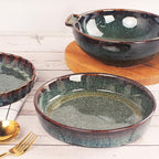 Ceramic Pie Pan Quiche Baking Dish Set of 2, Round 7.5 Inch Au Gratin Baking Dishes, 17 Ounces Non-Stick Tart Pan, Pie Plate for Apple, Oven, Dishwasher and Microwave Safe