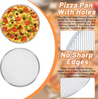 Tobeelec 4 Pcs Aluminum Pizza Screen Set, Alloy Seamless Pizza Screen, Non Stick Aluminum Mesh Baking Tray for Oven, Seamless, Rust-Free, Durable Baking Trays for Crispy Crus(8/10/12/14 Inch)