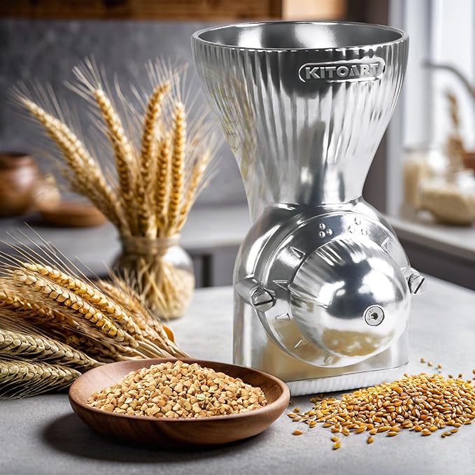 All Metal Grain Mill Attachment for KitchenAid Stand Mixer with 12 Grind Level Flour Mill, Grain Mill Attachment Fit for Grinding Wheat, Corn, Oats, Buckwheat,Millet and Other Cereals