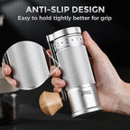 Bincoo Manual Coffee Grinder with Foldable Handle– External Setting Hand Coffee Grinder with Steel Burr,Compact and Portable for Home/Travel/Camping(Sliver)