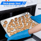 E-far Large Baking Sheets, 20”x14” Stainless Steel Cookie Sheet Pans for Oven, Non Toxic Big Metal Baking Trays for Cake Cookies, Healthy & Rust Free, Mirror Finish & Dishwasher Safe, 2 Pack