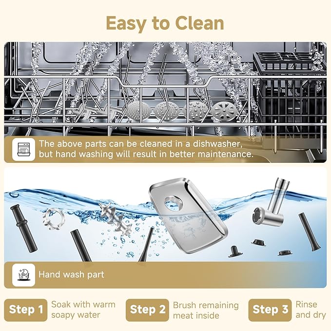 AAOBOSI Meat Grinder Electric, [3000W Max] Meat Grinder Heavy Duty with 2 Stainless Steel Blades & 4 Grinding Plates, Sausage Maker & Kibbe Kit for Home Kitchen Using