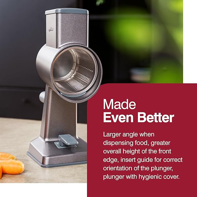 Zyliss Rotary Cheese Grater, Aluminium, 3 Steel Drum Blades, Cheese, Vegetable, Chocolate, Nut, Fruit Grater with Handle, Non-Slip Suction Foot and Table Clamp, 5 Year Guarantee