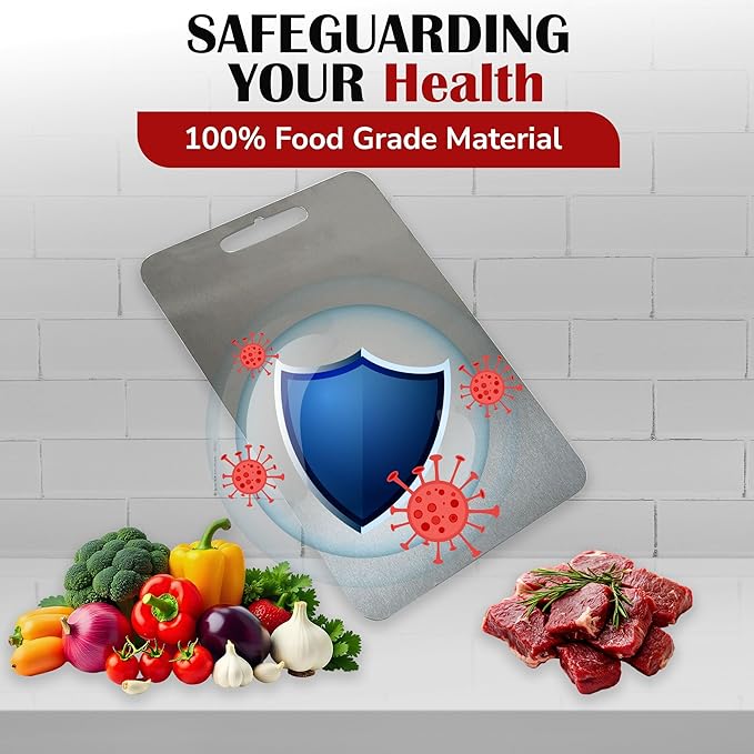 Titanium Cutting Board 14"x10" – 100% Pure Titanium, Scratch Resistant, Double-Sided, Dishwasher Safe, Durable Chopping Board with Handle for Kitchen, Camping & Outdoor Use